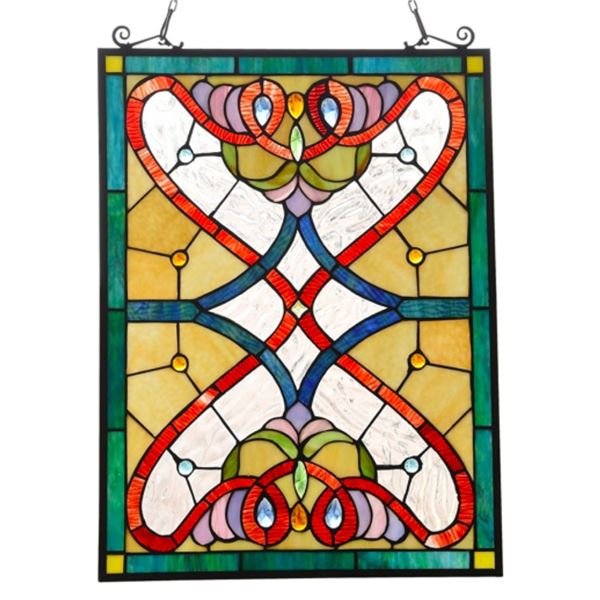 Stained Art Glass Hanging Window Panel
