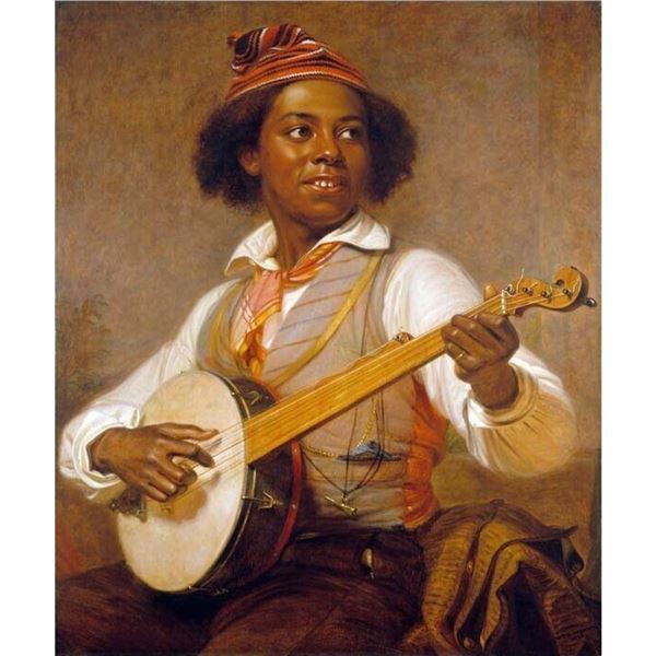 The Banjo Player Color Lithograph Print