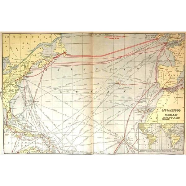 c.1890's Map of The Atlantic Ocean