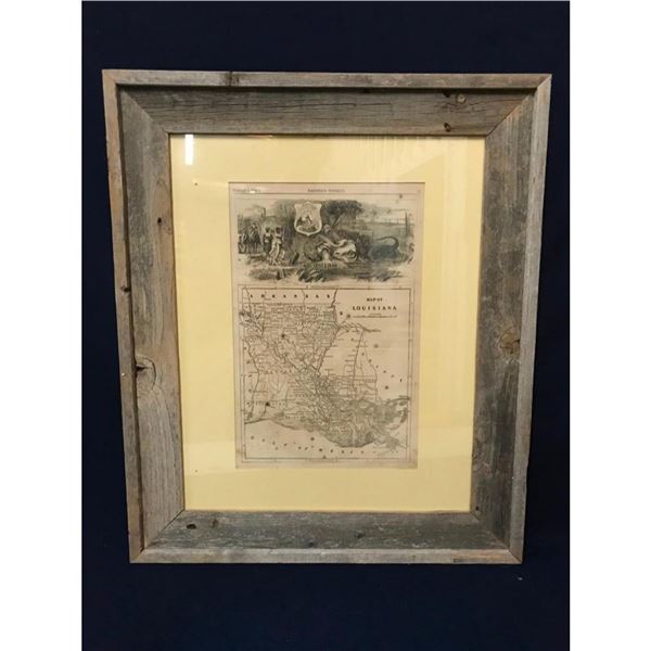 Framed 19thc Harpers Weekly Map of Louisiana