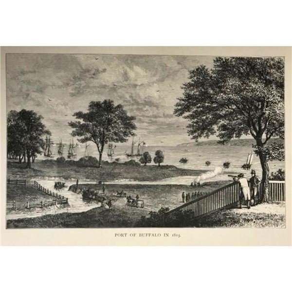 19thc Wood Engraving, Port of Buffalo, New York