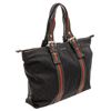 Image 2 : Gucci Black GG Canvas Leather Web Tote Shoulder Bag