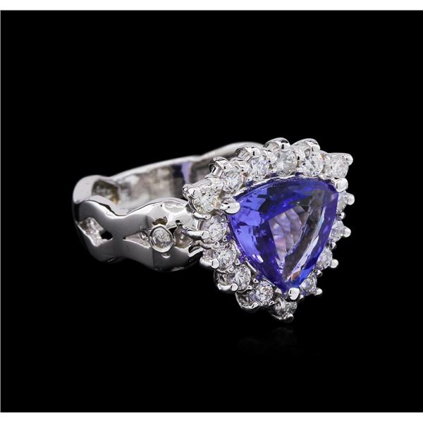 1.95 ctw Tanzanite and Diamond Ring - 14KT White Gold