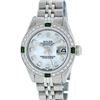 Image 2 : Rolex Ladies Stainless Steel Mother Of Pearl Diamond Emerald 26MM Datejust Wrist
