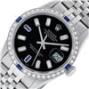 Image 2 : Rolex Mens Stainless Steel Black Baguette Diamond Dial & Sapphire Datejust Wrist