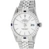 Image 3 : Rolex Mens Stainless Steel Silver Index Diamond & Sapphire 36MM Datejust Wristwa