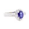 Image 1 : 1.35 ctw Sapphire And Diamond Ring - 14KT White Gold