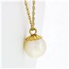 Image 3 : 14k Yellow Gold 7.75mm Round Pearl Solitaire Pendant Necklace w/ 16" Rope Chain