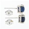 Image 5 : New 14K Gold 1.64 ctw Claw Prong Oval Cabochon Royal Blue Sapphire Stud Earrings