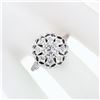 Image 3 : Vintage 14k White Gold 0.70 ctw Round Diamond Open Platter Cluster Cocktail Ring