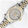 Image 2 : Rolex Ladies 2T Factory Silver Tapestry Dial Datejust Wristwatch