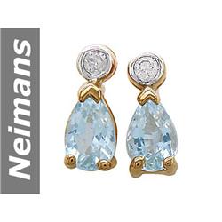.37 ct Aquamarine & Diamond Earrings 14kt Gold