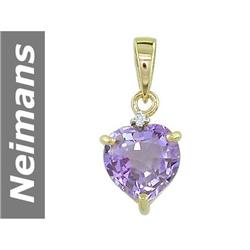 3.25 ct Rose Pink Amethyst & Diamond Pendant 14kt Gold