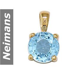 1.00 ct Blue Topaz Pendant 14kt Gold