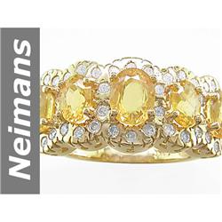3.97 ct Yellow Sapphire & Diamond Ring 14kt Gold