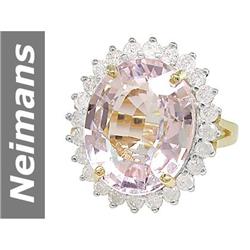 11.06 ct White Morganite & Diamond Ring 14kt Gold