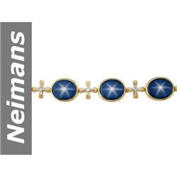 40.73 ct Star Sapphire & Diamond Bracelet 14kt Gold