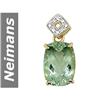 Image 1 : 6.56 ct Green Amethyst & Diamond Pendant 14kt Gold