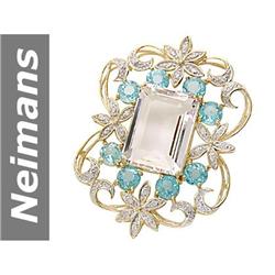 19.98 ct Apatite & White Morganite & Diamond Pendant 14kt Gold