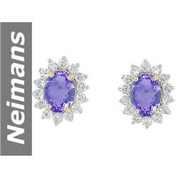 2.58 ct Tanzanite & White Sapphire Earrings 14kt Gold