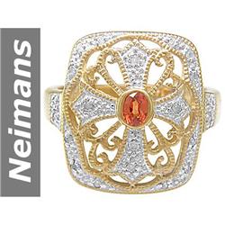 .37 ct Orange Sapphire & Diamond Ring 14kt Gold