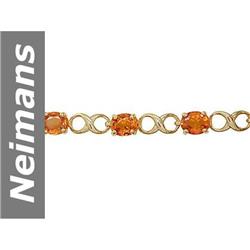 7.50 ct Orange Sapphire Bracelet 14kt Gold