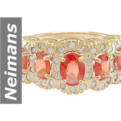 4.02 ct Orange Sapphire & Diamond Ring 14kt Gold