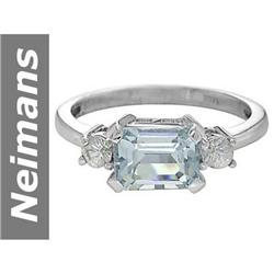 1.76 ct Aquamarine & White Sapphire Ring 14kt Gold