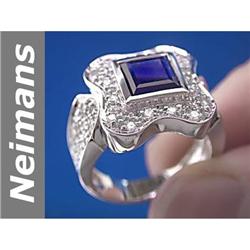 3.50 ct Sapphire & Diamond Ring 14kt Gold