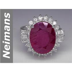 Stunning 11.16 ct  Rare Ruby & Diamond Ring 14kt Gold