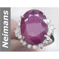 Very Rare 21.03 ct Ruby & Diamond Ring 14kt Gold $1NR