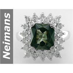4.41 ct Green Tourmaline & Diamond Ring 14kt Gold