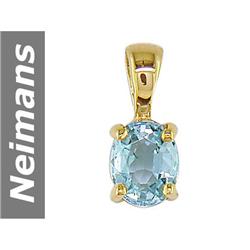.40 ct Blue Topaz Pendant 14kt Gold