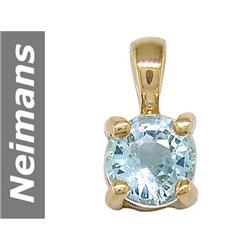 1.00 ct Blue Topaz Pendant 14kt Gold