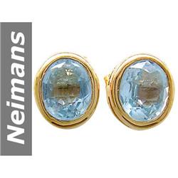 .80 ct Blue Topaz Earrings 14kt Gold