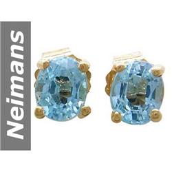 .80 ct Blue Topaz Earrings 14kt Gold