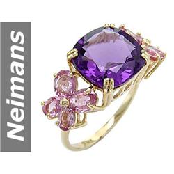 8.82 ct Amethyst & Pink Sapphire Ring 14kt Gold