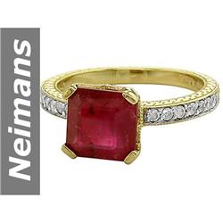 3.71 ct Ruby & Diamond Ring 14kt Gold