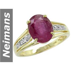 3 ct Ruby & Diamond Ring 14kt Gold