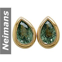 1.06 ct Green Sapphire Earrings 14kt Gold