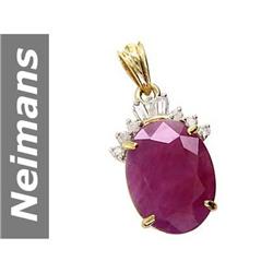 20.39 ct Ruby & Diamond Pendant 14kt Gold