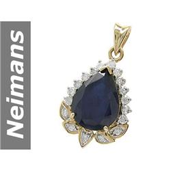14.36 ct Sapphire & Diamond Pendant 14kt Gold