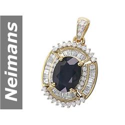7.36 ct Sapphire & Diamond Pendant 14kt Gold