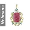 Image 1 : 39.28 ct Blue Diamond & Ruby Pendant 14kt Gold