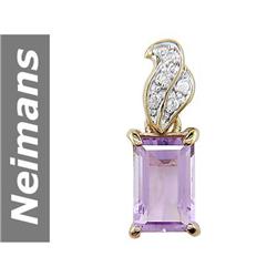 2.03 ct Amethyst & Diamond Pendant 14kt Gold