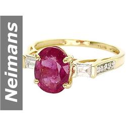 3.05 ct Ruby & Diamond Ring 14kt Gold