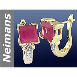 3.13 ct Ruby & Diamond Earrings 14kt Gold