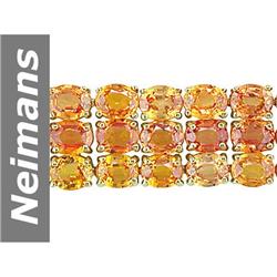 57.00 ct Orange Sapphire Bracelet 14kt Gold