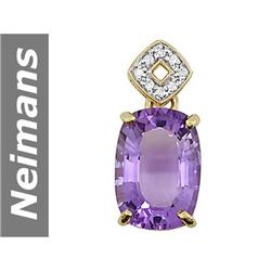 7.26 ct Amethyst & Diamond Pendant 14kt Gold