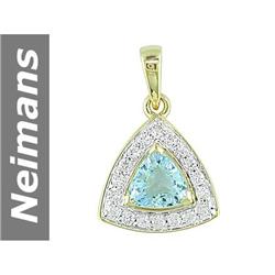 2.21 ct Aquamarine & White Sapphire Pendant 14kt Gold